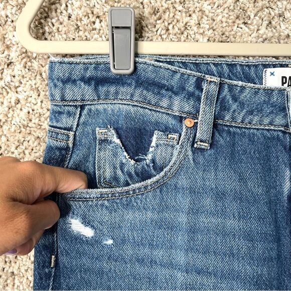 Paige Jeans Women’s 27 Noella Sledge Destructed Distressed Denim Straight Crop - Picture 3 of 12
